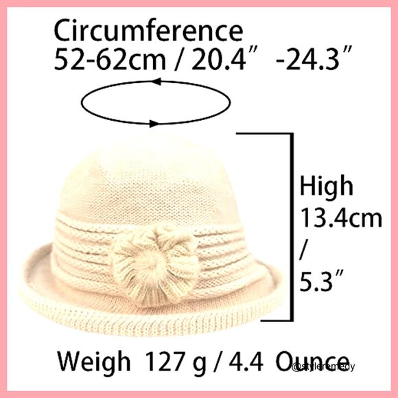 Vintage Cloche Bucket Hat, 85% Acrylic 15% Rabbit Hair, Crushable main image 4